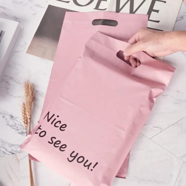 Thanks You Poly Courier Shipping Bag Self Adhesive Mailing Bags With Handles Custom Pink Poly Mailers Courier Bag With Handle