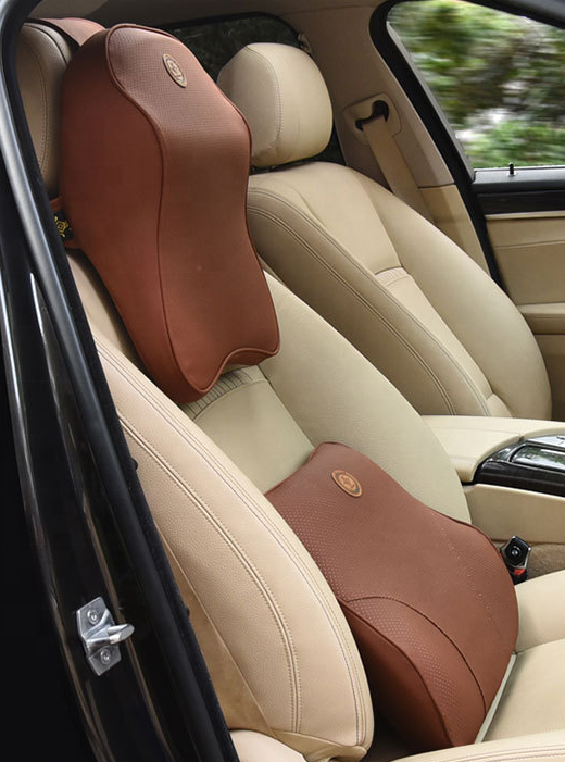 Car Lumbar Support Back Cushion Headrest Neck Pillow Kit for Seat Cushion Memory Foam