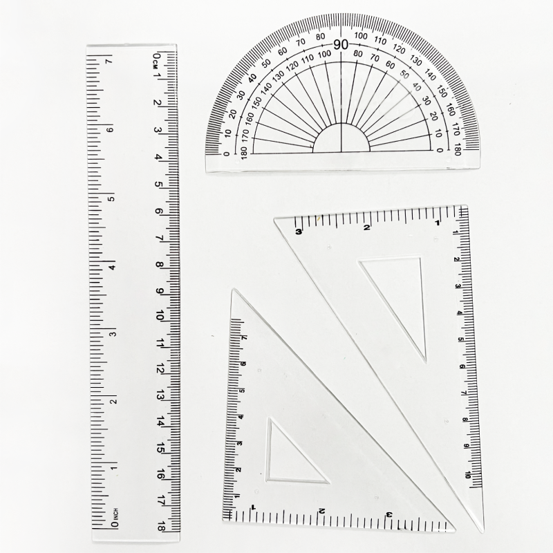 Wholesale High Quality 4PCS Stationery Geometry Math Tool Plastic Muti Size