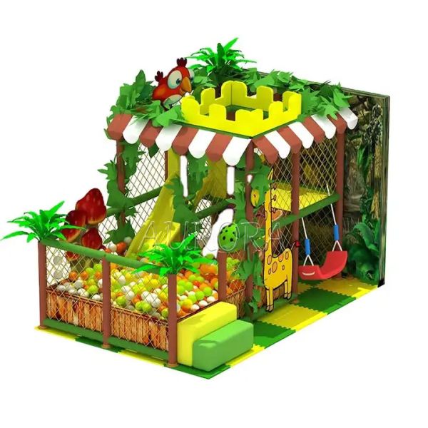 Green Forest Attraction Soft Play Equipment Kids Indoor Adventure Playground