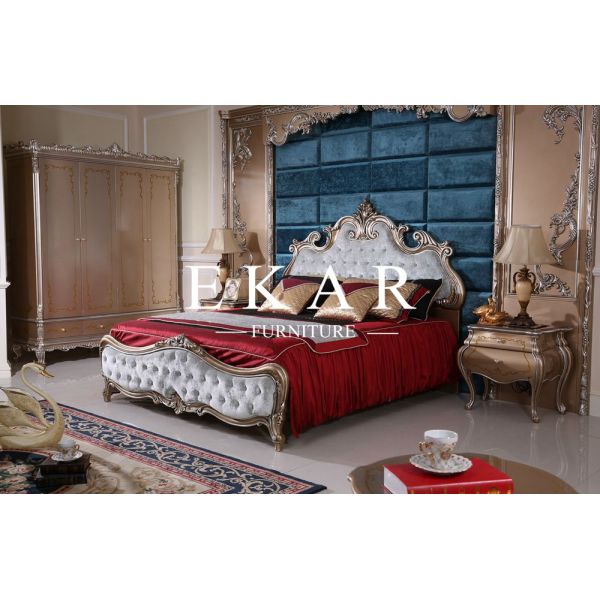Luxury Bedroom Leather Baroque European Style Bed LS-A318A