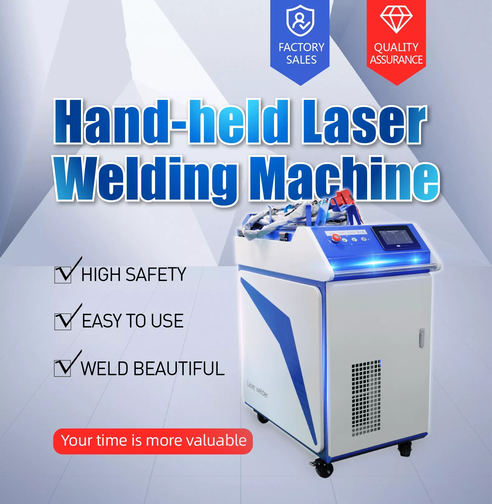 водяное охлаждение CW сварочного аппарата лазера 500W 1080NM Handheld