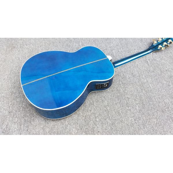 Top quality Gibson Blue G200 classic acoustic guitar,Golden Hardware,Solid Sprue top,Factory Custom Maple body guitar
