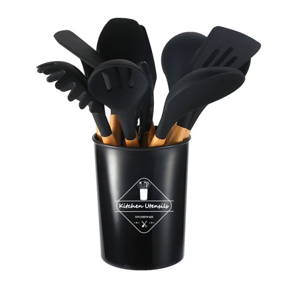 Silicone Kitchen Utensils with Wooden Handles 12 Pieces Cooking Tools Kitchenware