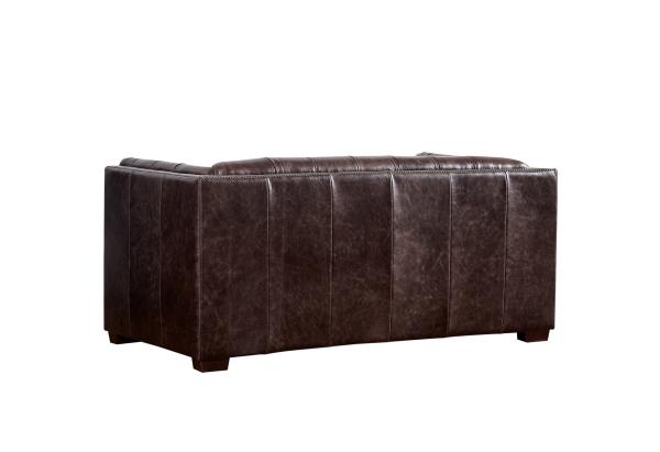 Wooden Legs Dark Brown Leather 2 Seater Sofa , Two Seater Leather Couch Durable