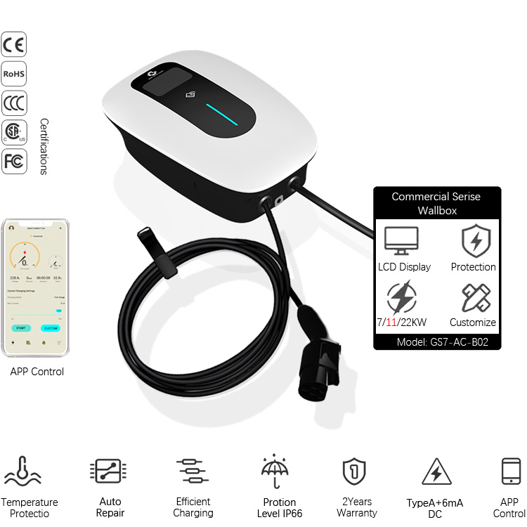 ПРИЛОЖЕНИЕ WIFI 4G Трехфазное общественное зарядное устройство EV Кабель OCPP Type 2