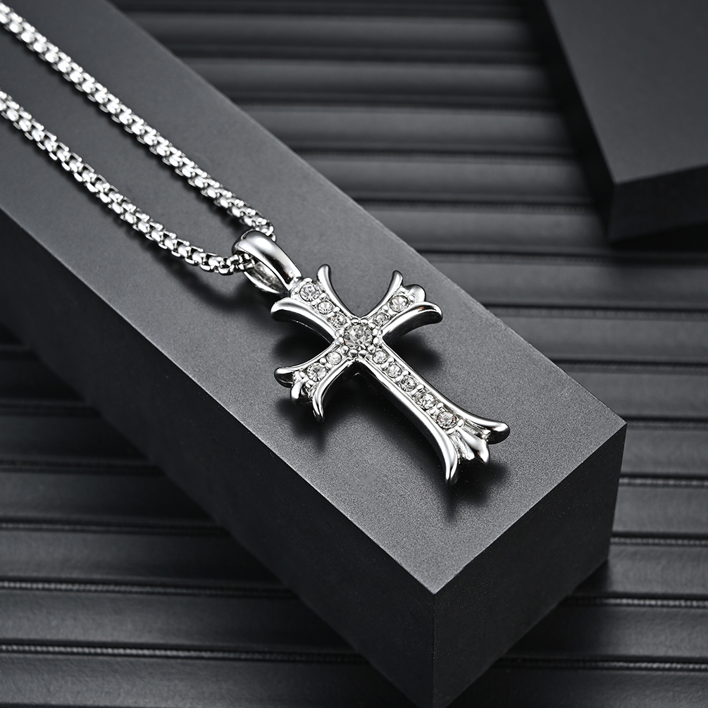 With Diamond Metal Prayer Choker for Men Stainless Steel Link Chain Necklaces Fine Jewelry Anniversary Occasion