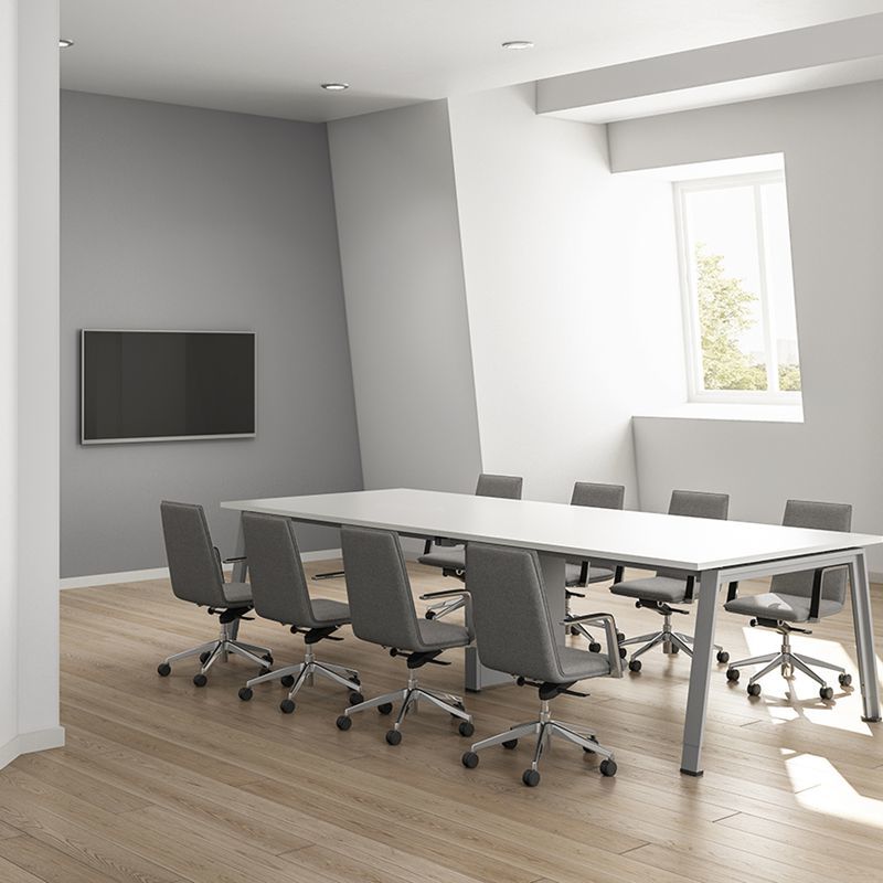 Steel Wood Conference Table MFC Top 8 Person Boardroom Table