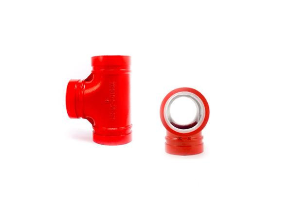 Red Epoxy Ductile Iron Grooved Pipe Fittings Grooved Mechanical Tee 1 - 24