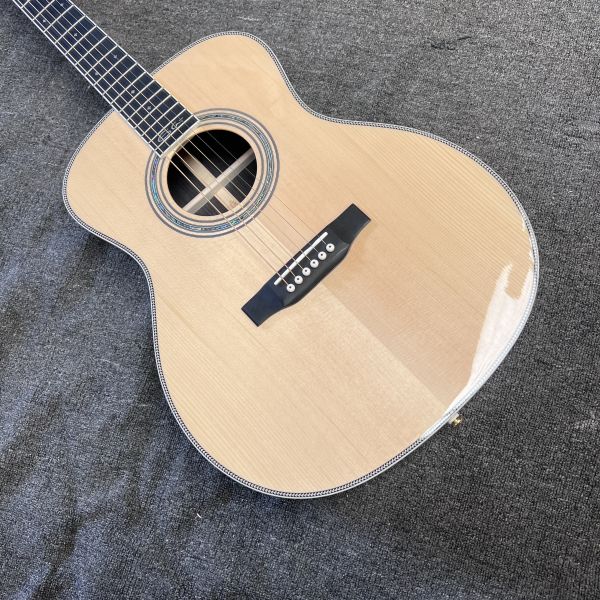 AAAAA solid spruce top OM body SOLID ROSEWOOD back side acoustic guitar bone nut