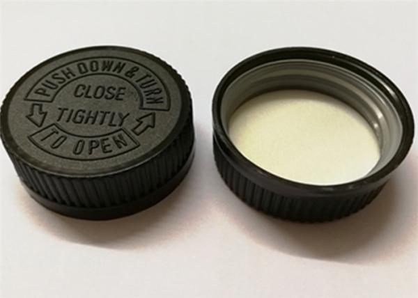 Child proof cap 28mm 32mm child resistant pp cap push and turn cap