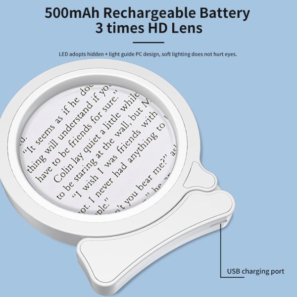 Wufan Portable LED Handheld Magnifying Glass with Foldable Design, 17 LED Lights and Hall Effect Magnetic Switch