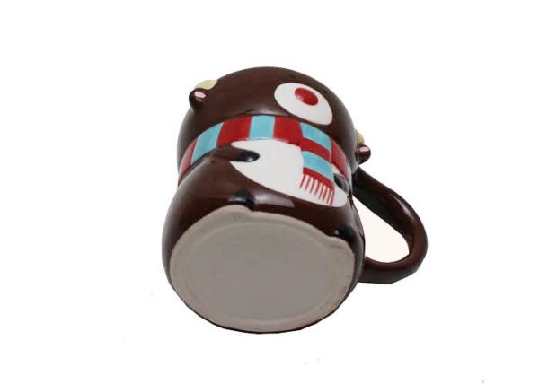 Handpainted Christmas 3D Bear Mug , 335ml Capacity Stoneware Strong Dolomite Mugs