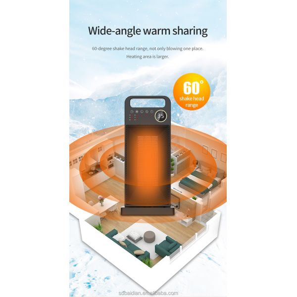Touch Screen Electric Heating Portable PTC Ceramic Fan with Remote and Installation