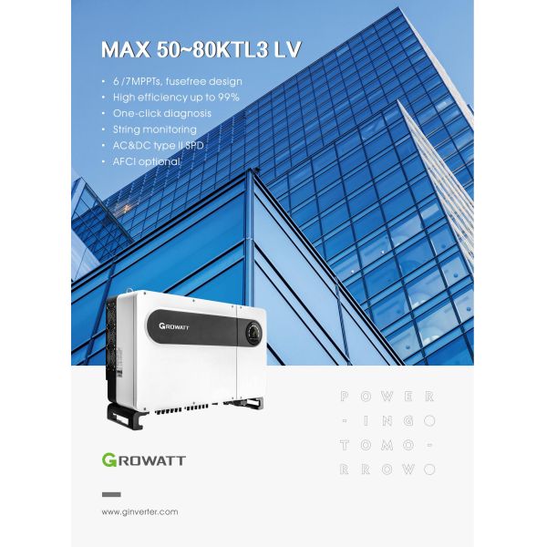 Growatt MAX 50-80KTL3 LV 70KW Solar PV Inverter Three Phase Inverter for Grid Connection