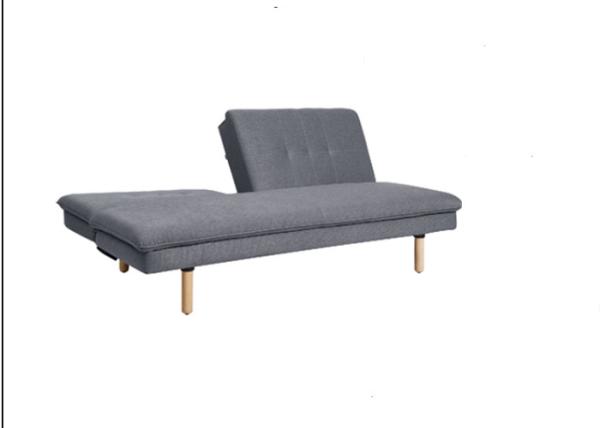 Wooden Frame Functional Sofa Bed Foam Dacron Imitated Linen Solid Wood Legs