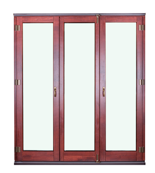 Wood Grain Frame Aluminum Folding Windows Double Laminated Glazed  ISO14001