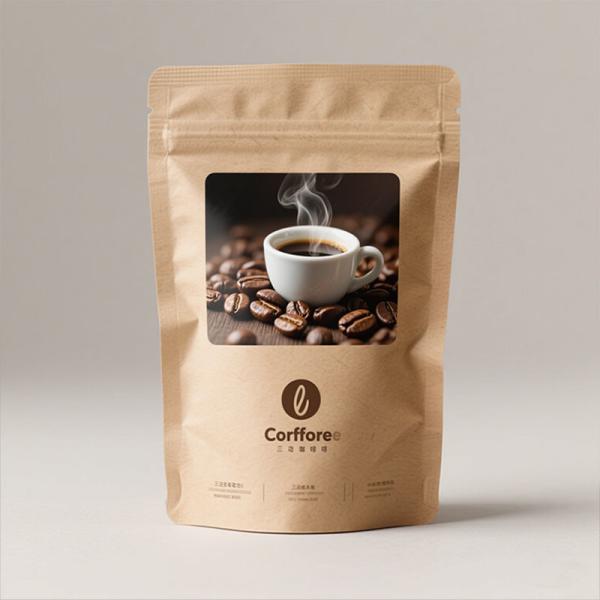 En gros papier kraft personnalisable sac fermeture à glissière en tissu fermé à nouveau emballage de qualité alimentaire pour les collations de café marron/blanc, certifié ISO, échantillons disponibles