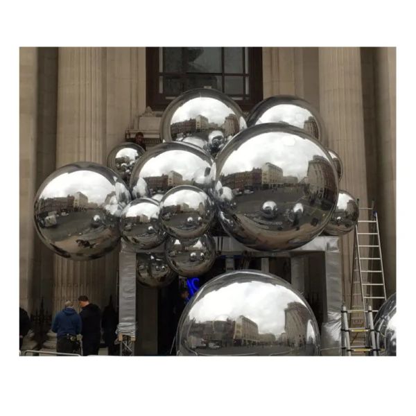 Big Shiny Chameleon Ball Mirror Balloon Silver PVC Inflatable Christmas Ball for Festival Decorate