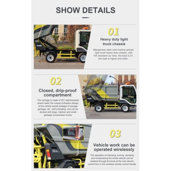 3.5CBM Organic Pure Electric Swill Kitchen Food Garbage Waste Collection Vehicle Truck