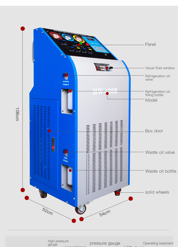 Semi автоматическая машина спасения AC хладоагента 3HP R134a для автомобилей