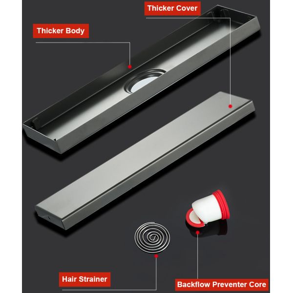 Matte Silver Shower Floor Drain Linear Rectangular Shape For Basement