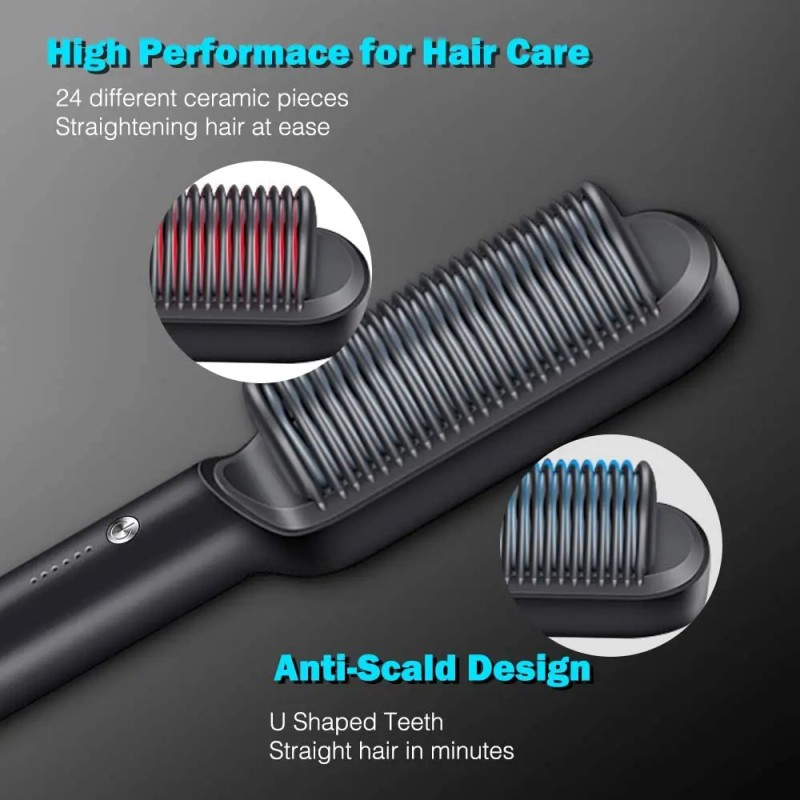 Electric Ceramic Hair Straightening & Curling Comb Portable Waterproof Hair Styling Tool for Hotel Use