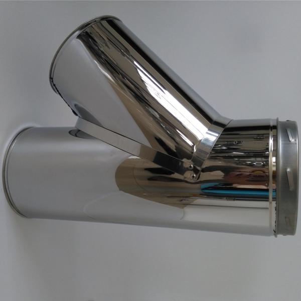 6 Inches Double Wall Stainless Steel Chimney Pipe 135 Degree Tee Including Drain Cap