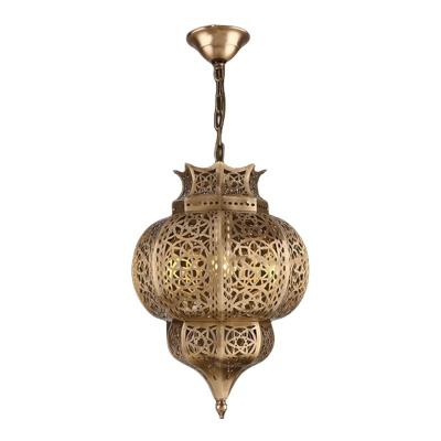Middle Hollow Carving Gold Lantern Chandelier With Switch Control