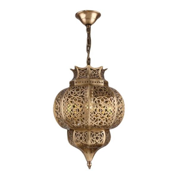 Middle Hollow Carving Gold Lantern Chandelier With Switch Control