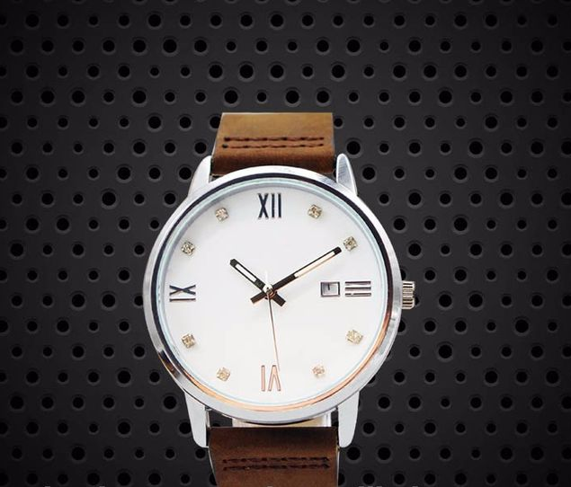 Quartz Mens Stainless Steel Watch / Leisure Mens Leather Strap Watches