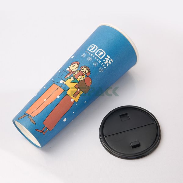 32oz super big single wall hot paper cup disposable milk tea paper cups can be made into blind boxes