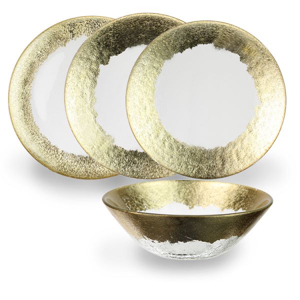 Custom made Glass Charger Bowl with Electroplating and Spraying Color