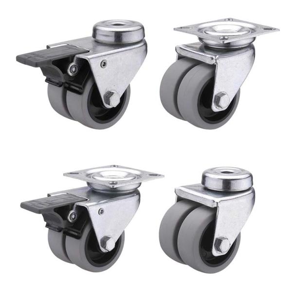 capacidade 80kg rodízios da placa do giro de Gray Wheel Twin Wheel TPR de 3 polegadas