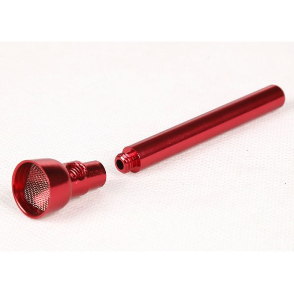 Red Black Small Metal Tobacco Pipe , Hookahs Straight Tube 72mm Length