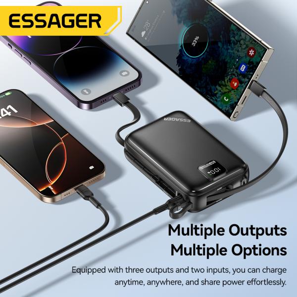 Essager ES-D025 65W Portable Laptop 20000mAh Power Bank With Type C Lightning Cables