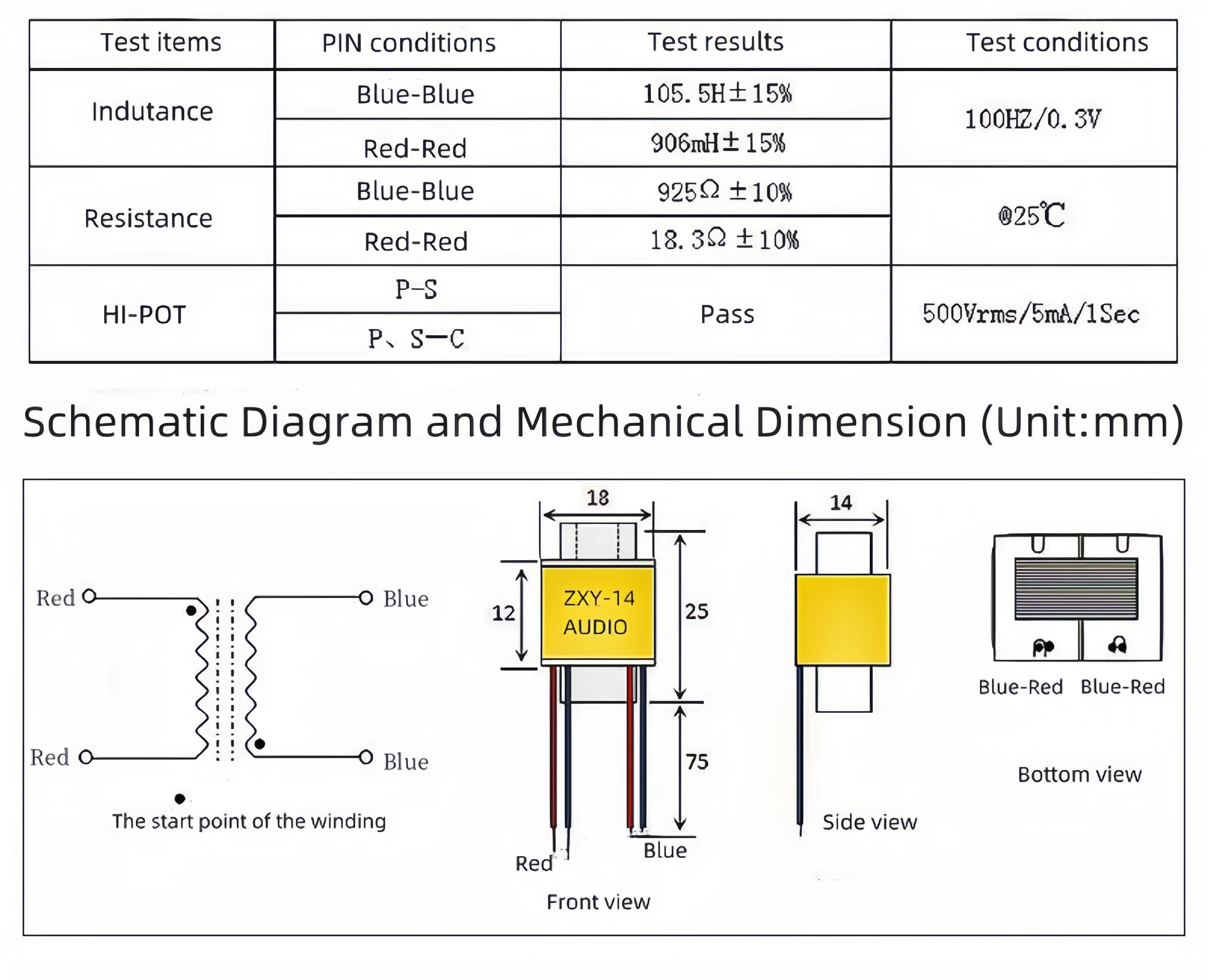 ZXY-14 Professional Audio Isolation Transformer with Anti-interference Permalloy Core and 20Hz-20KHz Frequency Response