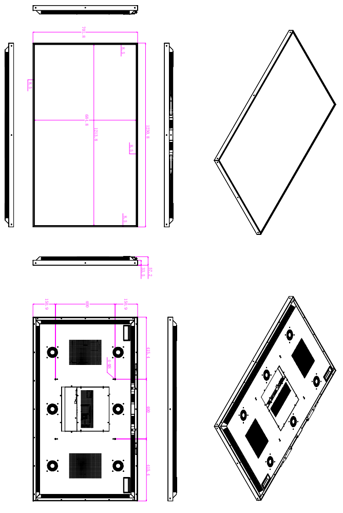 32 pulgadas 2000 nits Alto brillo señalización de un solo lado 1920 * 1080