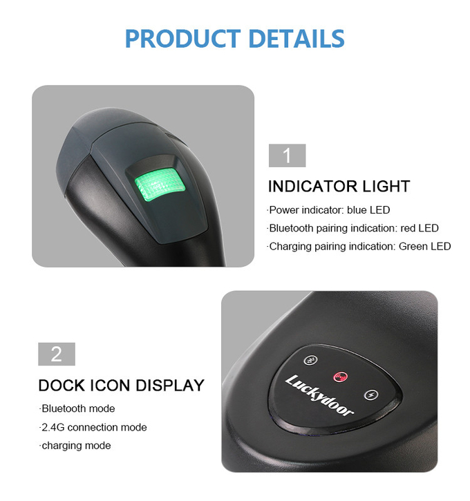 Беспроводной Imager CMOS блока развертки штрихкода Bluetooth 1D 2D с поручая основанием/стойкой
