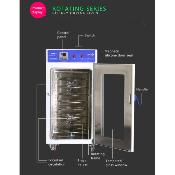 Stainless Steel 304 Rotating Baking Oven 8 Shelf Commercial Dehydrator Oven