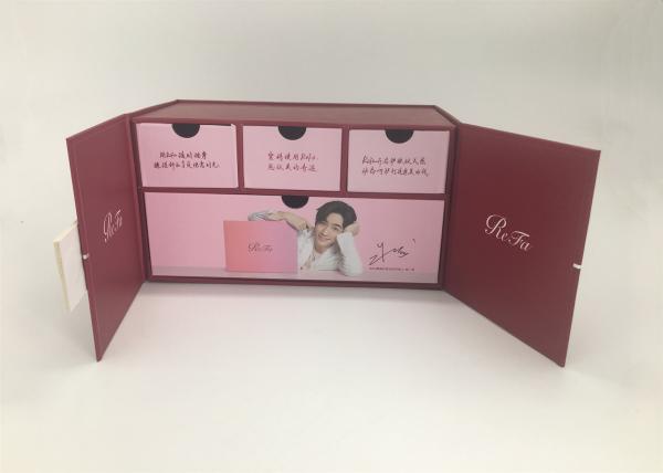 Magnetic Flap Color Printed Rigid Gift Boxes / Two Door Drawer Branded Packaging Boxes