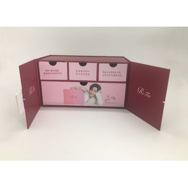Magnetic Flap Color Printed Rigid Gift Boxes / Two Door Drawer Branded Packaging Boxes
