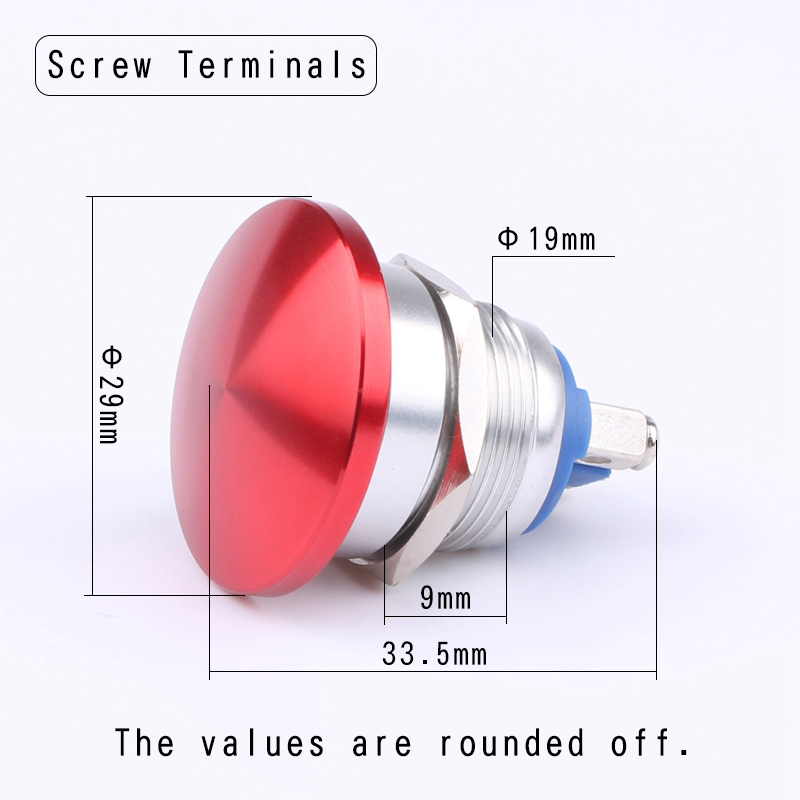 19mm Stainless Steel Electronic Momentary Switch Explosion Proof Mushroom Head Oxidation IP65 Level 250V Max Voltage 1NO 4A