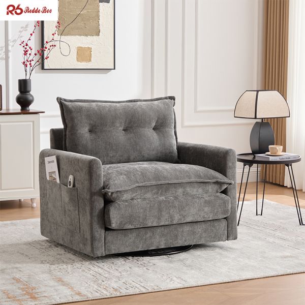 Apartment Swivel Upholstered Sectional Linen Fabric Sofa Single Seat Furniture