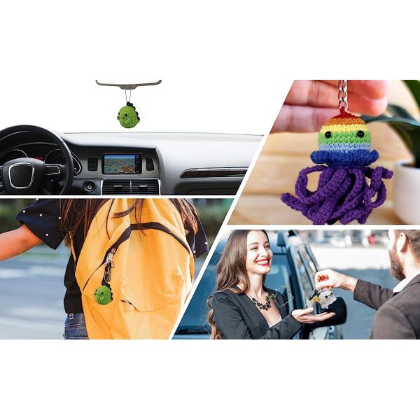 Handmade Crochet Keychain Stuffed Animal Crafts Knitted Crochet Toys - Keychain Accessory- Octopus - Handmade Keychain