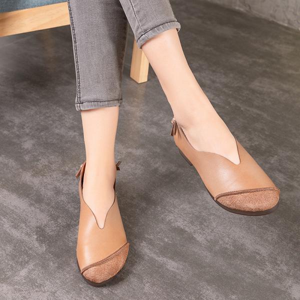 S516 Single shoes 2020 spring retro leather casual handmade leather stitching flat pump women's shoes