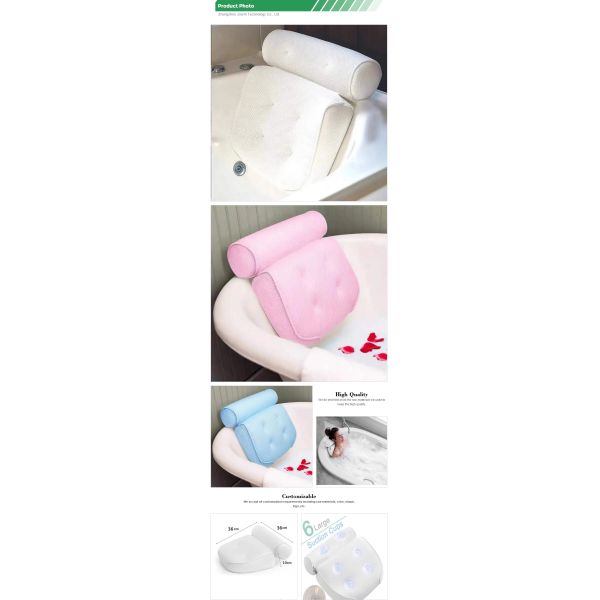 Health Care Function OEM 4D Bathtub Headrest Pillow Knitted Bath Pillow With Suction