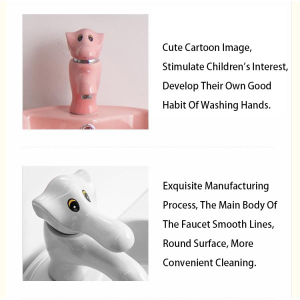 Kindergarten Elephant Bathroom Faucet Tap Ceramic For Children's Washbasin Sink custom