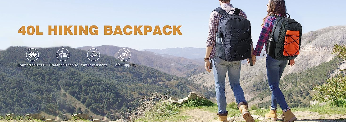 Hiking Backpack for Women Men - 40L Camping Backpack Packable Backpack Travel Lightweight Casual Daypack Backpacks