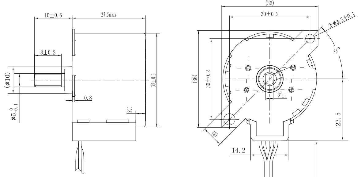 3.75 Degree Reduction Stepper Motor 35mm Permanent Magnet DC Motor 24V 35BYJ412 4 Phases